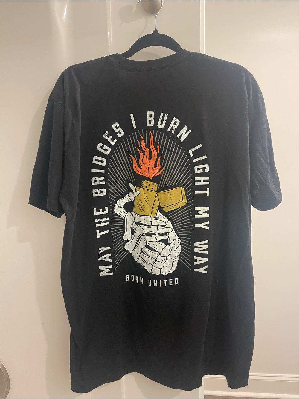 Black Graphic Short-Sleeve Tee with Skeleton Lighter
